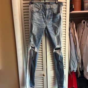 Amiri Dirty Indigo White Stripe Thrasher Jeans